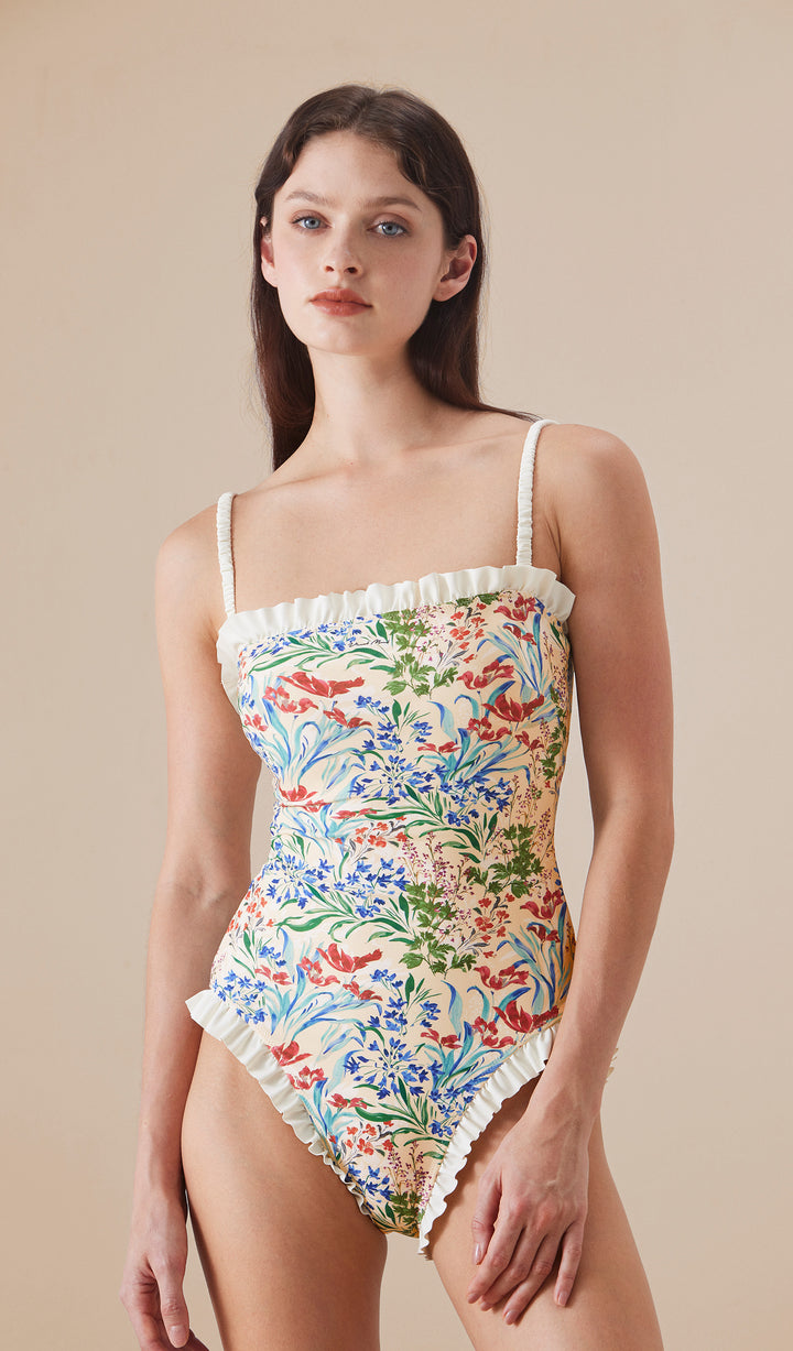 CLAIRE Reversible Ruffle One Piece Swimsuit
