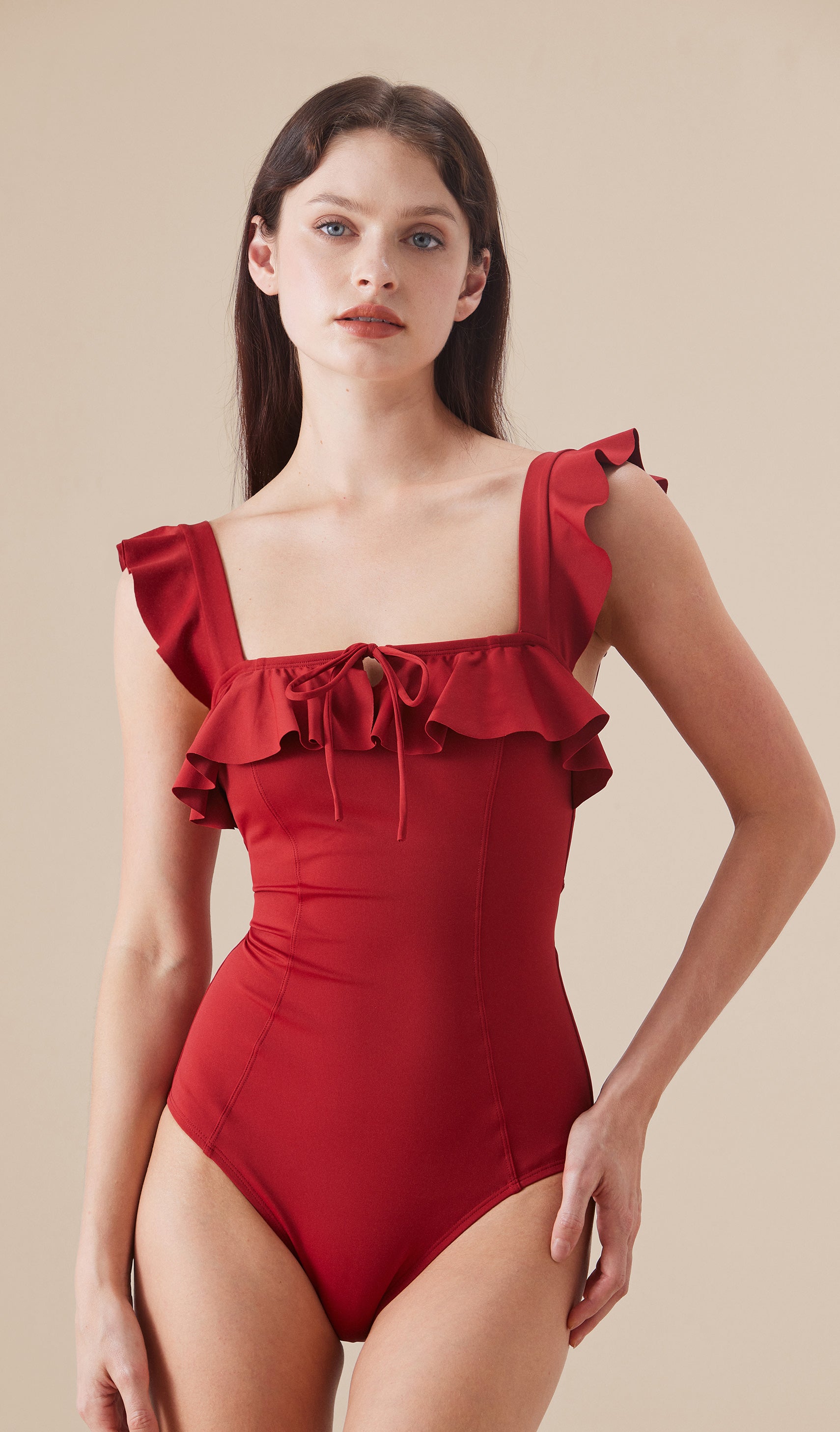 限定特典付き】dot frill rétro red swim wear | épine
