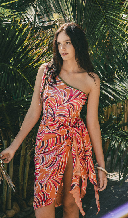 open lace back dress Marina Tropical Printed Midi Sarong