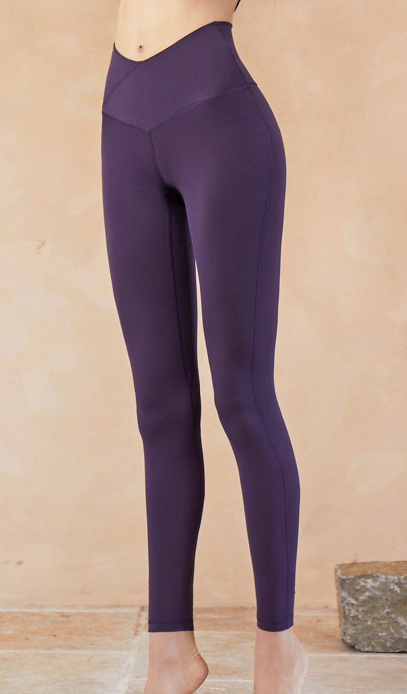 ANIKA V-cut Yoga Pants - Dark Purple