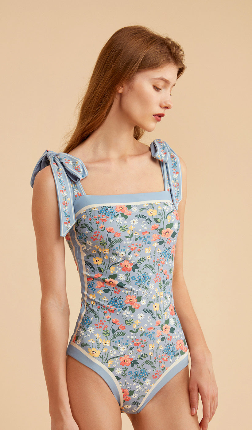 vintage inspired swim dress GRACE Reversible Tie-shoulder One Piece Swimsuit