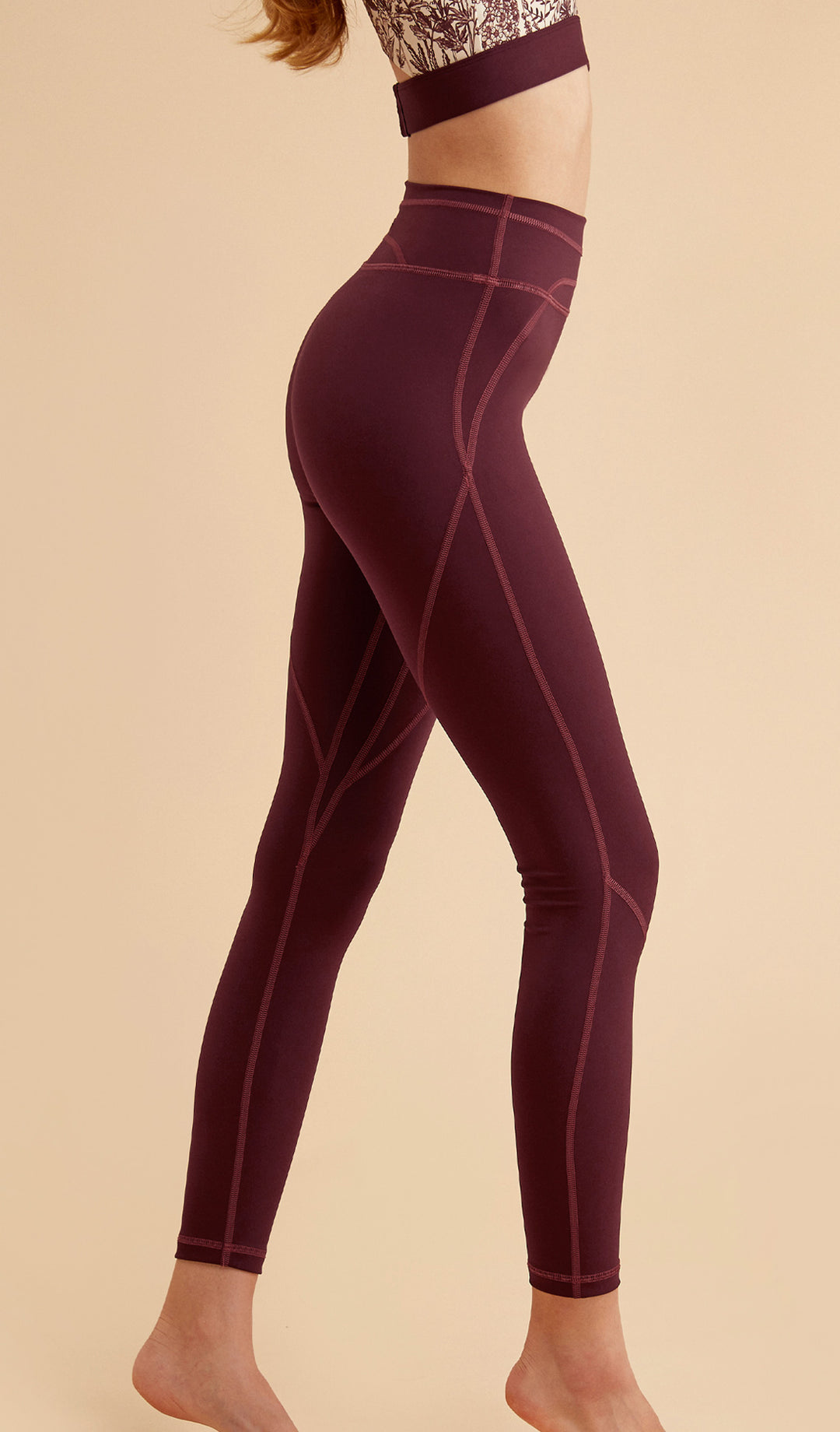 LENA High Waist Yoga Pants - Dark Red